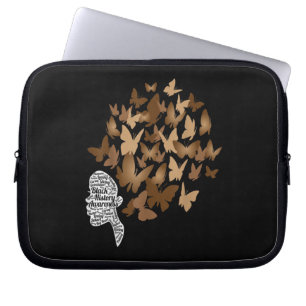 Black Woman Afro Butterfly Black History Month Laptop Sleeve