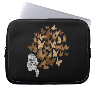 Black Woman Afro Butterfly Black History Month Laptop Sleeve
