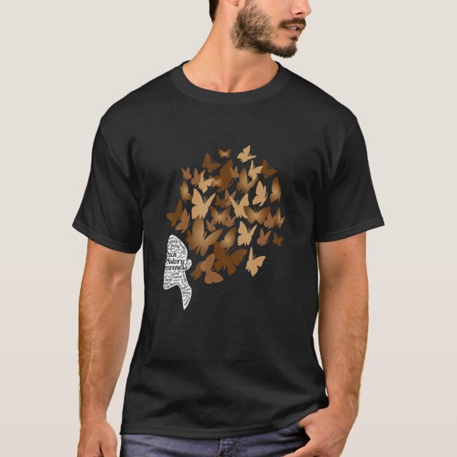 Black Woman Afro Butterfly Cool Black History Mont T-Shirt (Front)