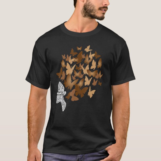 Black Woman Afro Butterfly Cool Black History Mont T-Shirt (Front)