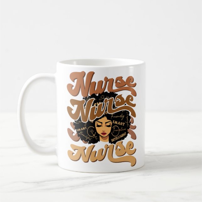 Black Woman Afro Nurse African American Nurse Coffee Mug (Left)