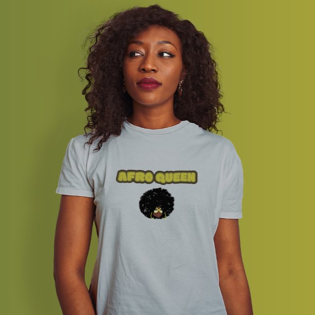  Black Woman - Afro Queen, Gray T-Shirt (Afro Queen Is Seen)