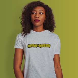 Black Woman - Afro Queen, Gray T-Shirt