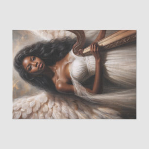 Black Woman Angel Holding Harp Tissue Paper