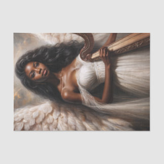 Black Woman Angel Holding Harp Tissue Paper