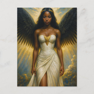 Black Woman Angel With Grecian Aesthetic Postcard