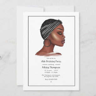 Black Woman Birthday Party Invitation