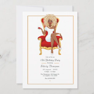Black Woman Birthday Party Invitation