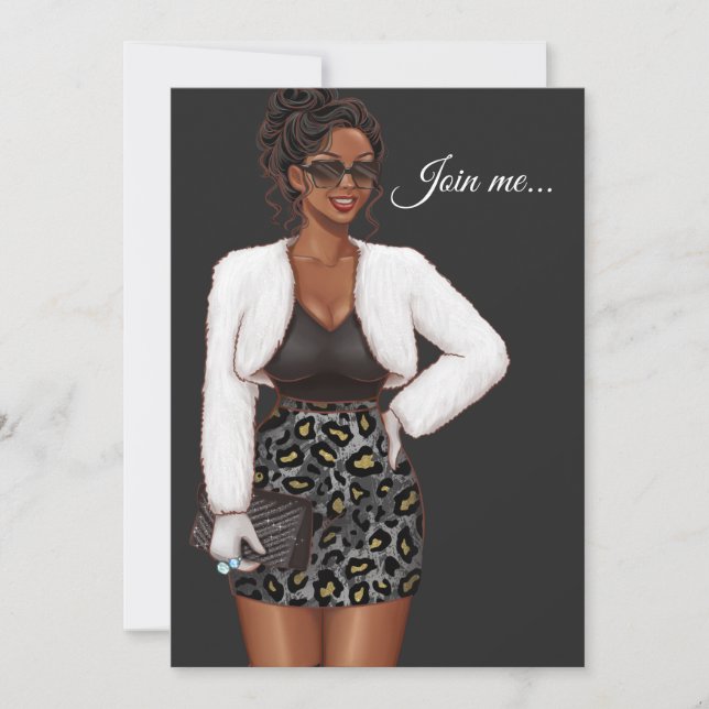Black Woman Birthday Party Invitation (Front)