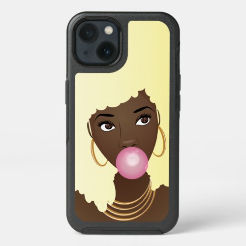 Black Woman Blonde Afro Popping Pink Bubblegum iPhone 13 Case