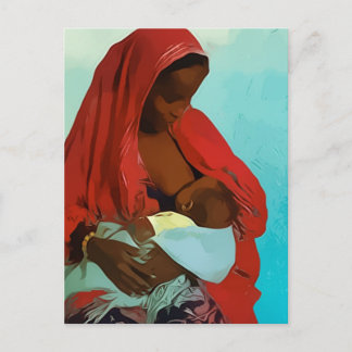 black woman breast-feeding child postcard