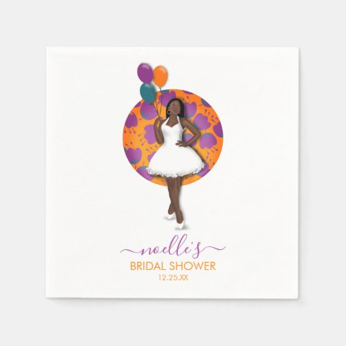 Black Woman Bridal Shower Balloons  Flowers Napkins