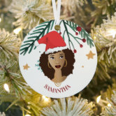 1950s Vintage Christmas Girl Decorating Tree Metal Ornament | Zazzle