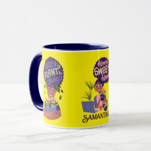 Black Woman Crazy Plant Lady, Home Sweet Home Mug