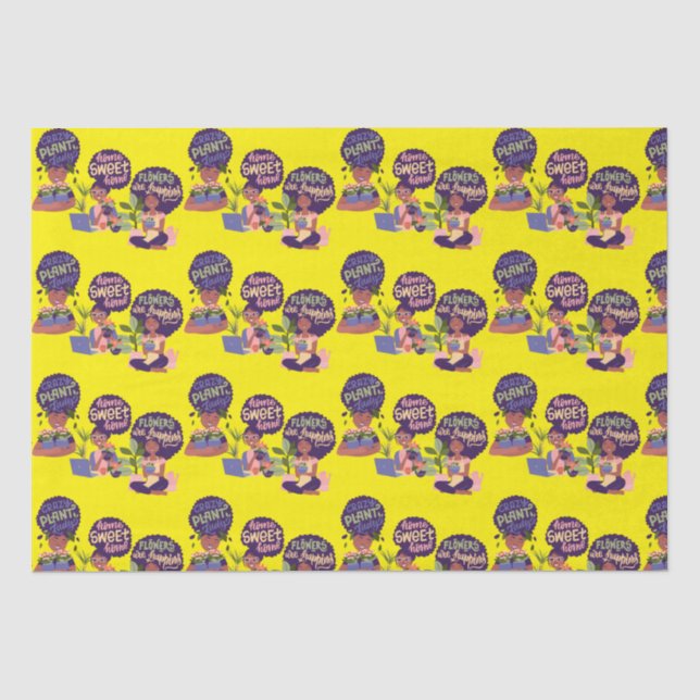 Black Woman Crazy Plant Lady, Home Sweet Home Tissue Paper (Front)