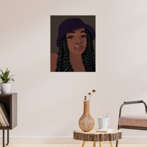 Black woman Digital illustration brown skin Girl Poster