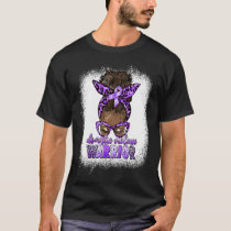 Black Woman Domestic Violence Warrior Afro Messy B T-Shirt