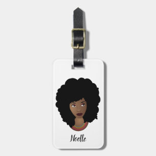 Black Woman, Enjoy the Journey, Pink & White Luggage Tag