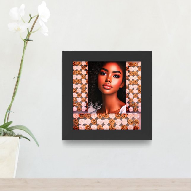  Black Woman Floral Pattern Downloadable Wall Art (Entryway)