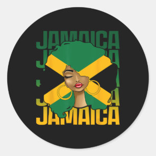 Black Woman Girl Happy Independence Day Jamaica  Classic Round Sticker