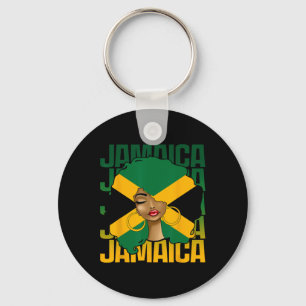 Black Woman Girl Happy Independence Day Jamaica Keychain