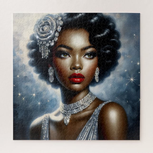 Black Woman Glamor Portrait Art Jigsaw Puzzle (Vertical)