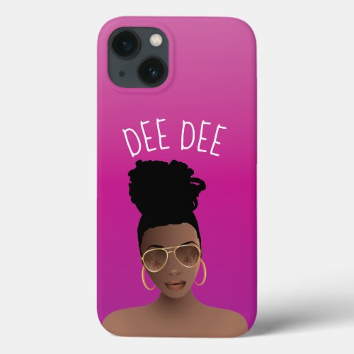 Black Woman Gold Shades  High Bun Hot Pink iPhone 13 Case