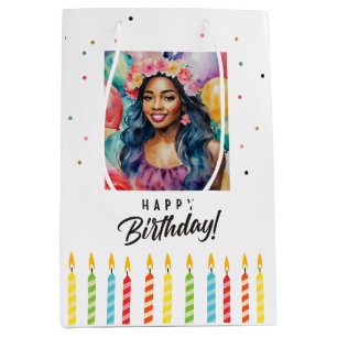 Black Woman Happy Birthday Multicolor Medium Gift Bag