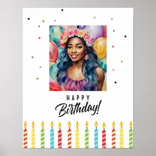 Black Woman Happy Birthday Multicolor Poster