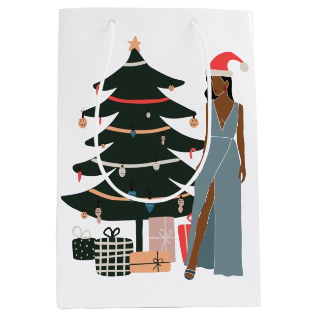 Black Woman Holiday Gift Bag (Front)