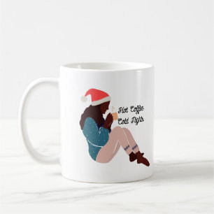 Black Woman Illustrated Christmas Coffee Mug