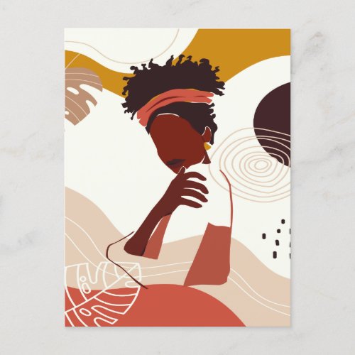 Black Woman Illustration Art Portrait Print Postcard