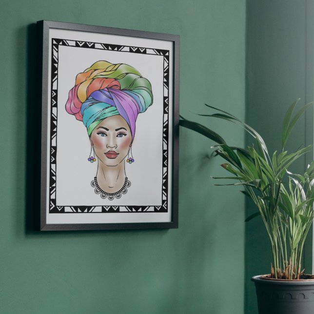Black Woman in a Colorful Turban Poster (Creator Uploaded)