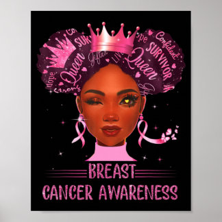 Black Woman In October We Wear Pink Breast Cancer  Poster