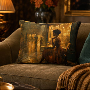 Black Woman in Paris 16x12 Accent Pillow