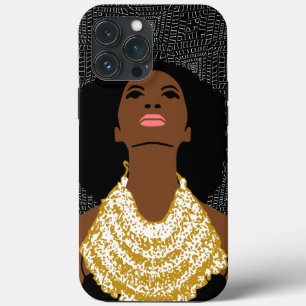 Black Woman Looking Up With Tribal Necklace iPhone 13 Pro Max Case