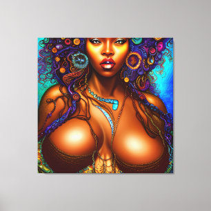 Black Woman Melanin Queen Brown Skin Sista Mermaid Canvas Print
