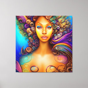 Black Woman Melanin Queen Brown Skin Sista Mermaid Canvas Print
