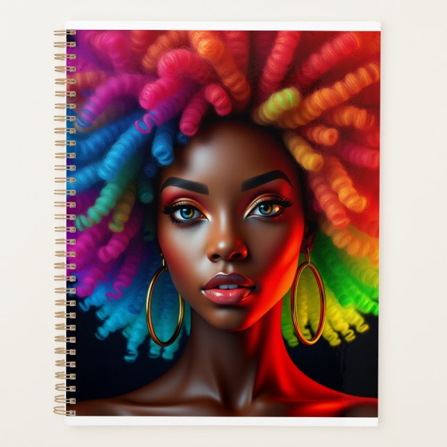 black woman melanin sista green money envy queen planner (Front)