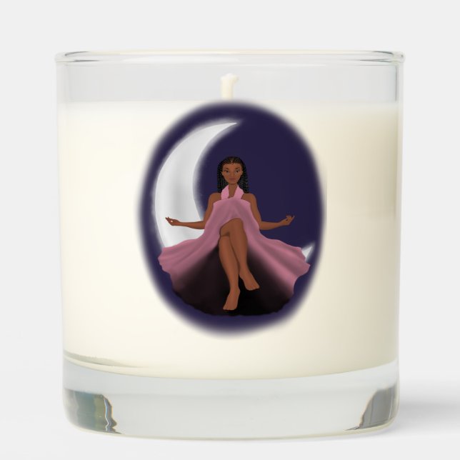 Black Woman Moon Candle - Black Mother's Day Gift (Front)