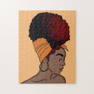 Black Woman, Natural Beauty, Wrapped Hair Jigsaw Puzzle