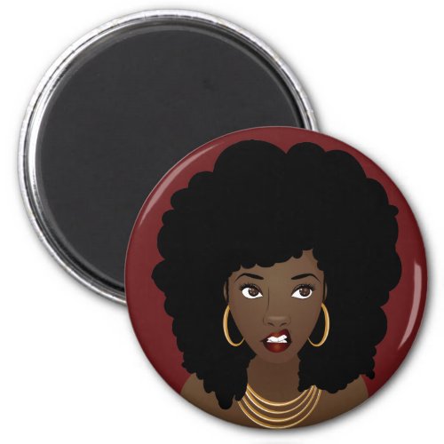 Black Woman Natural Hair Annoyed Expression Red Magnet