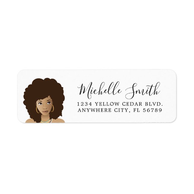 Black Woman, Natural Hair Beauty Label (Front)