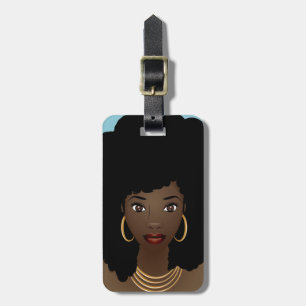 Black Woman, Natural Hair, Blue Luggage Tag