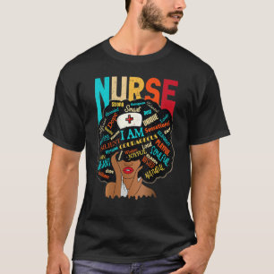 Black Woman Nurse Afro Retro Cool Black History Mo T-Shirt
