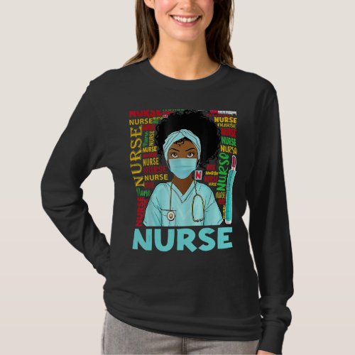 Black Woman Nurse Afro Retro Matching Black Histor T_Shirt
