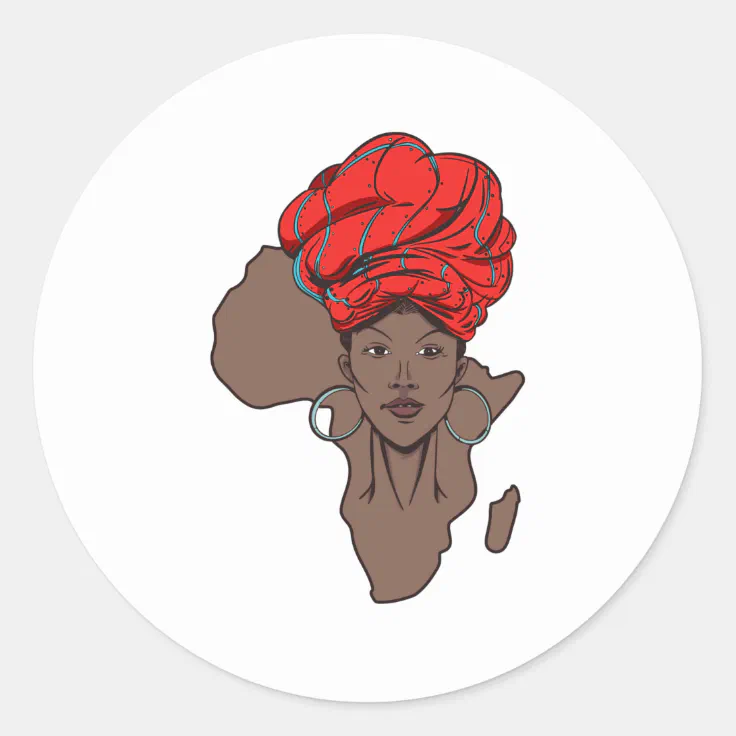 Black Woman On The Map Of Africa Classic Round Sticker Zazzle