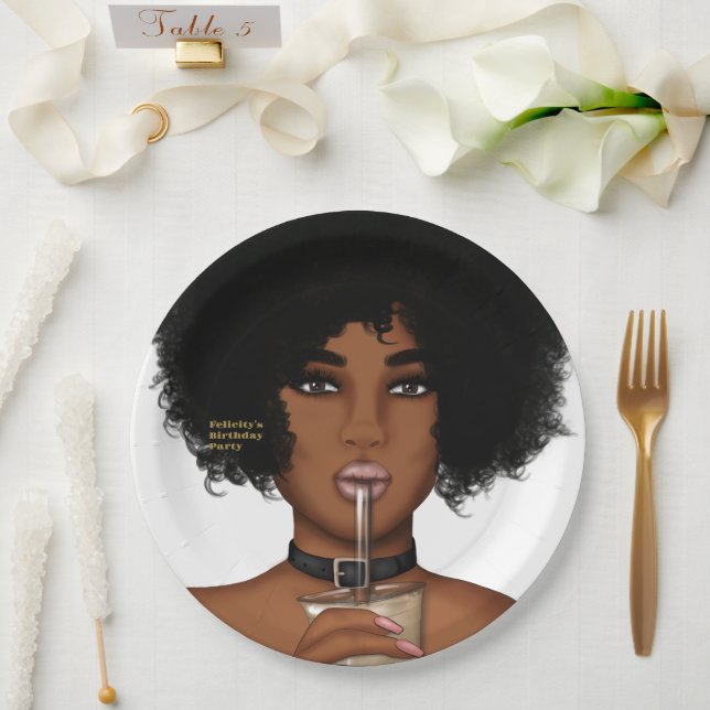 Black Woman Paper Plates (Wedding)