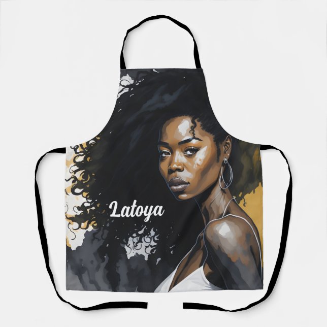Black woman Personalized Apron (Front)