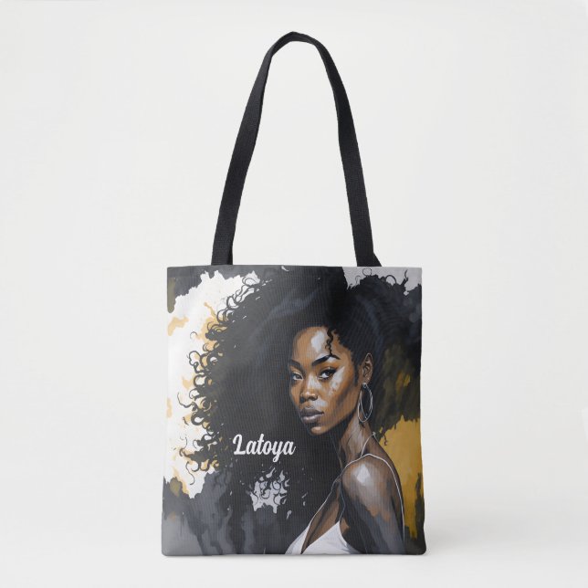 Black woman Personalized Tote Bag (Front)